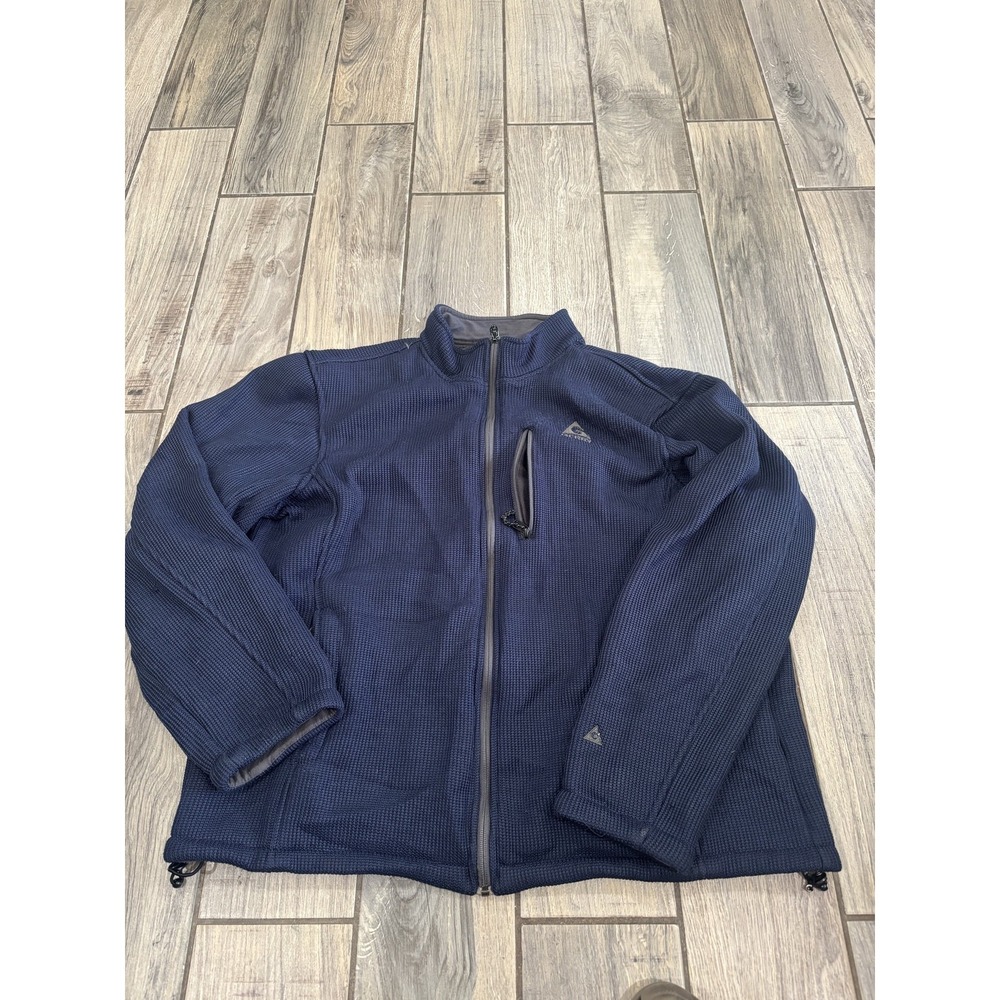 GERRY Men's Full Zip Waffle Knit Fleece Lined Jacket‎ Stand Collar Blue XL